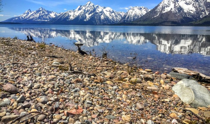 Image of the Grand Tetons, across the lake from the AMK Ranch