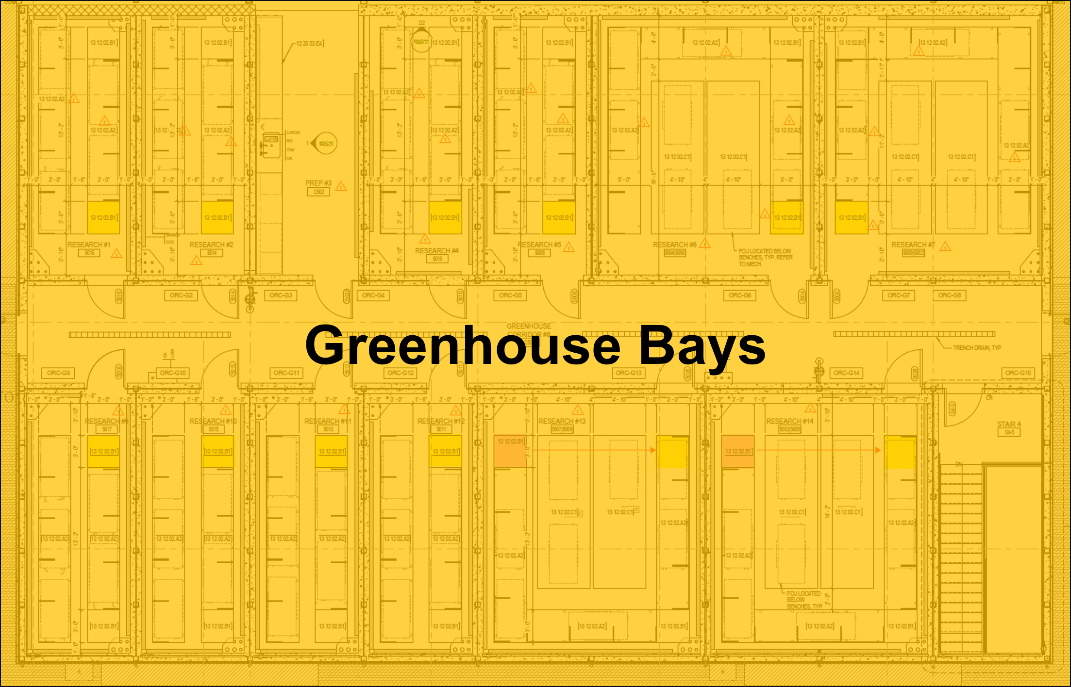 map of greenhouse bays