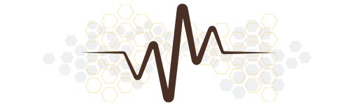 A graphic of atomic particles in brown and gold.
