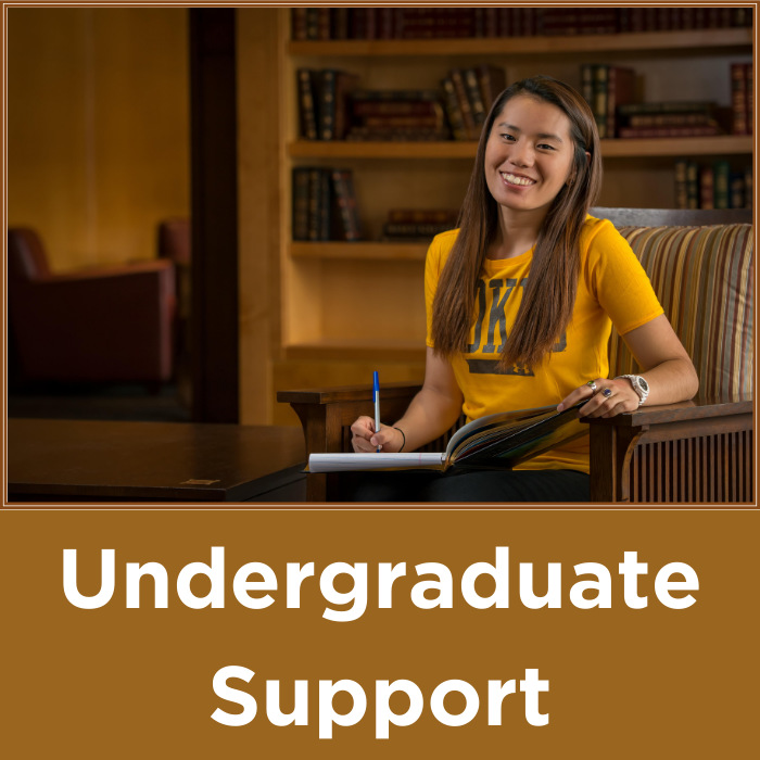 decorative button with text that reads "Undergraduate Support"