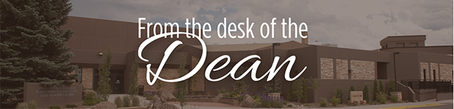 From the Desk of the Dean with picture of the Law School