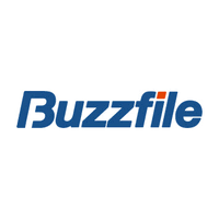 Square Buzzfile logo with blue and red text.