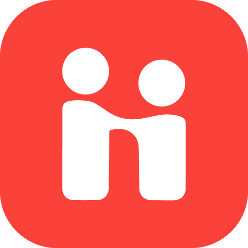 Handshake icon logo - red and white "H"