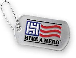 hireahero.com logo - silver, red, white and blue