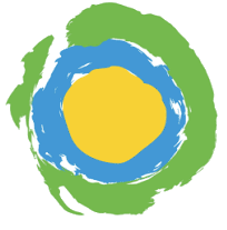 Idealist icon logo with yellow, green and blue swirl