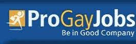 progayjobs.com logo - dark blue, yellow and white