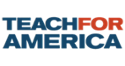 Teach for America logo with the words Teach For America in blue and red