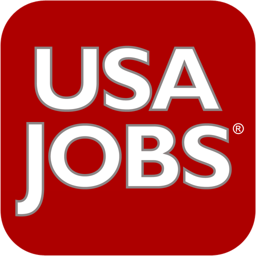 Red and white USAJobs icon logo