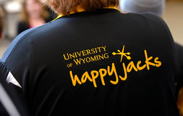 Back of a University of Wyoming Happy Jacks shirt