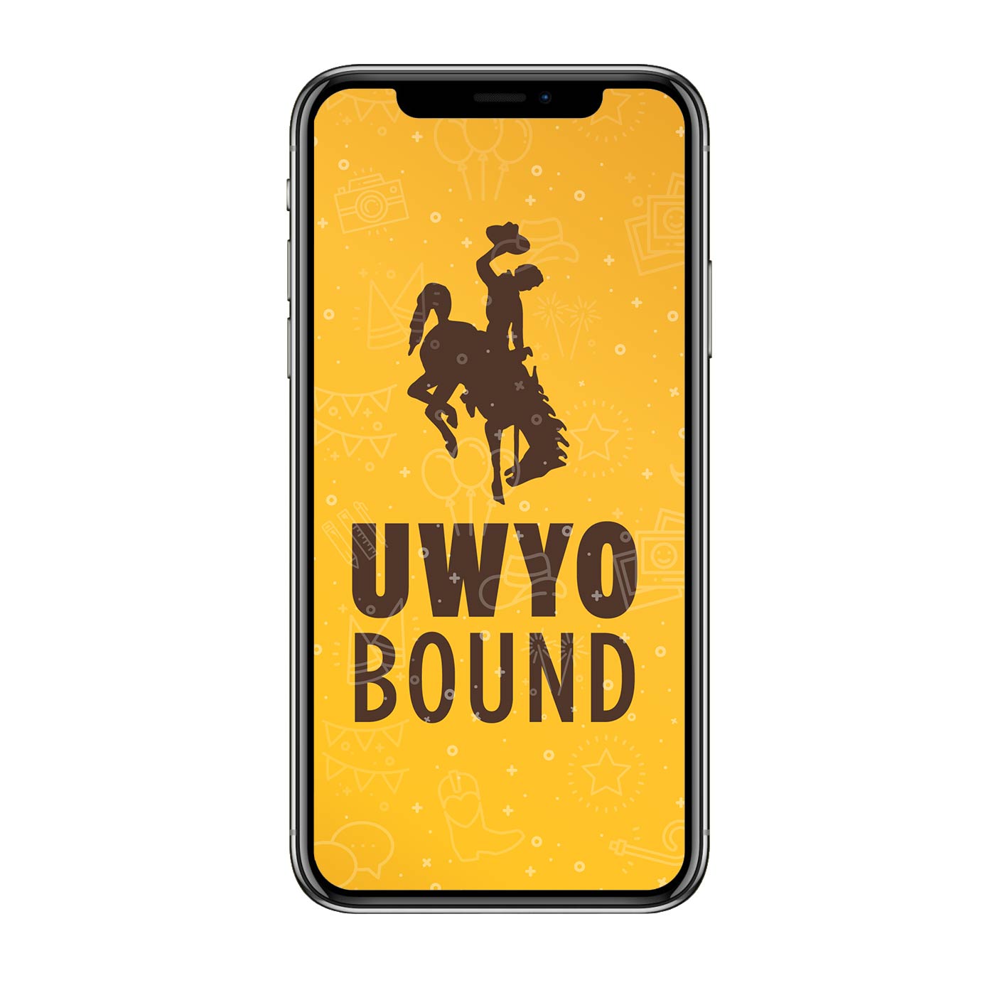 An iPhone screen with the words Uwyo Bound