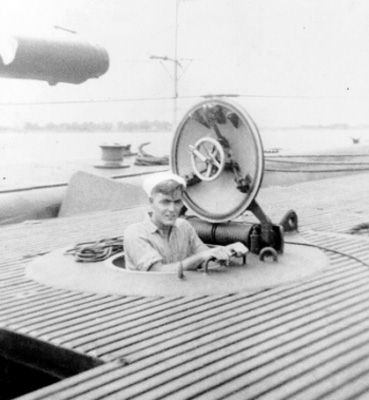 Clay Blair aboard the U.S.S. Guardfish.