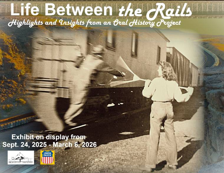 Life Between the Rail image of a woman catching a mail bag from a passing train at Sherman Rail Station