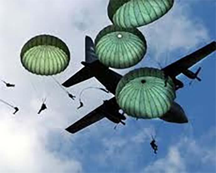 Army ROTC cadets parachute exercise