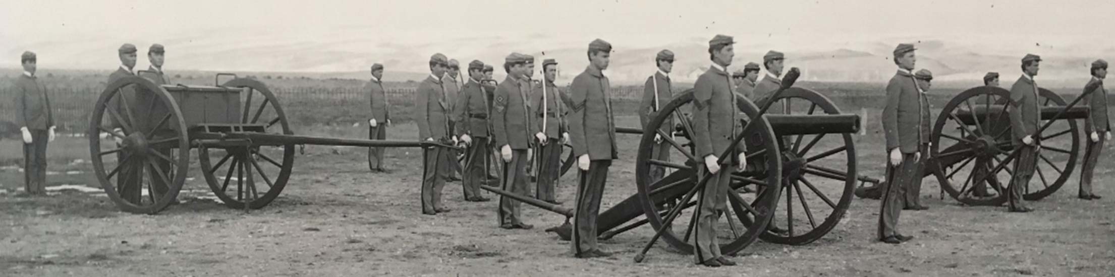Historical photo of Army ROTC by cannons