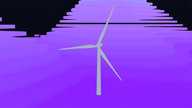 Image of 3D landscape with wind turbine