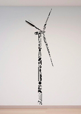 Images from cut vinyl that form a wind turbine