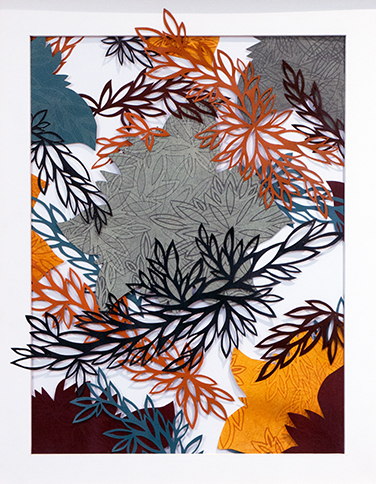 Colorful hand cut monotypes with organic shapes