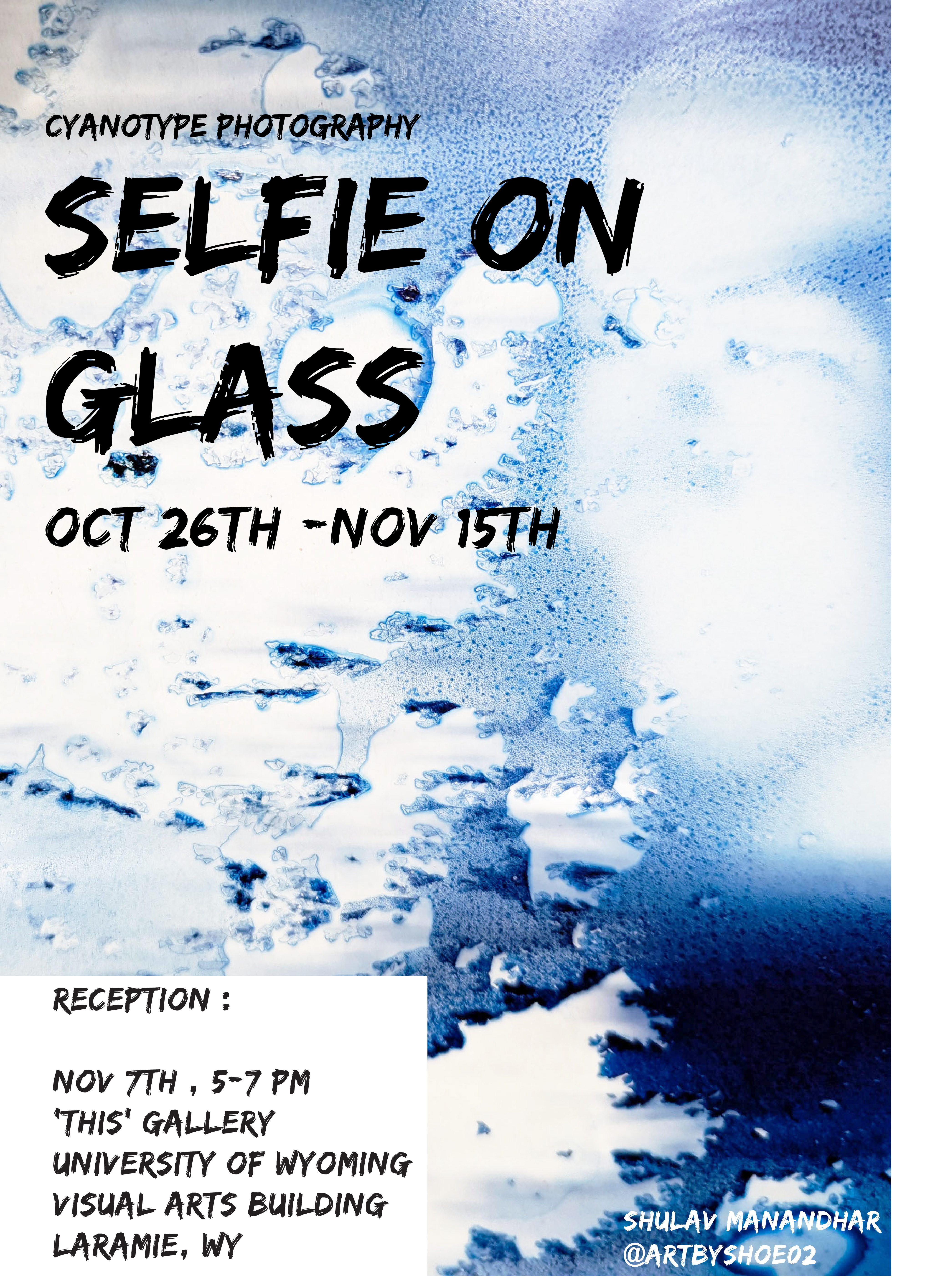 An advertisement with an icy, blurred white-and-blue textured background.