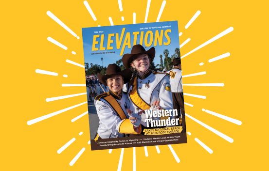 The cover of elevations magazine on a yellow background