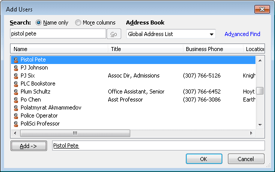Add Users window