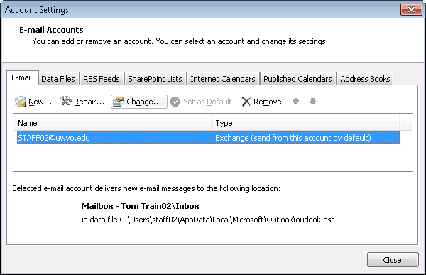 Account Settings window