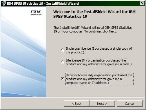 Welcome to InstallShield Wizard for PASW Statistics 18 window