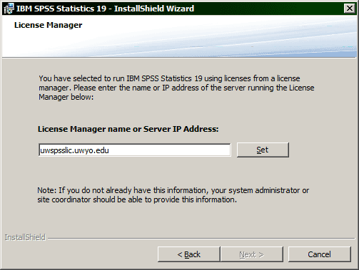 License Manager window