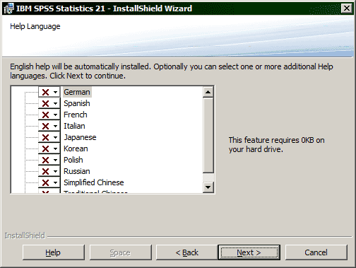 Help Language window
