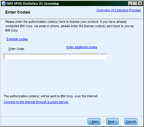 Enter Codes window