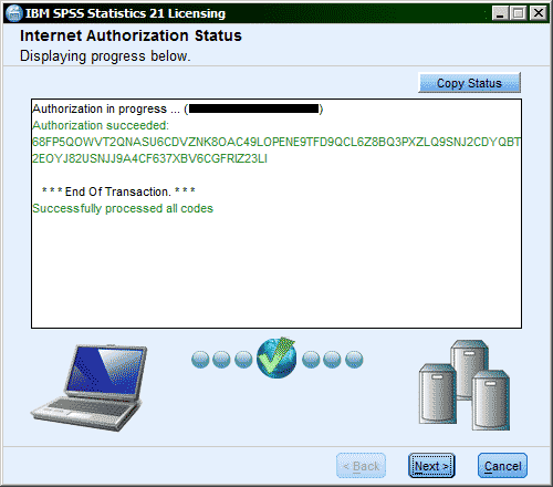Internet Authorization Status window
