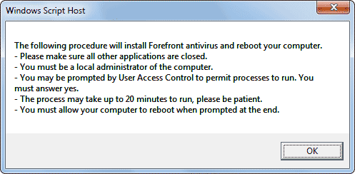 Windows Script Host window