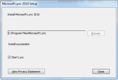 Lync 2010 Setup window