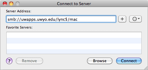 Connect to Server window