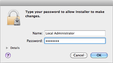 Type your password window