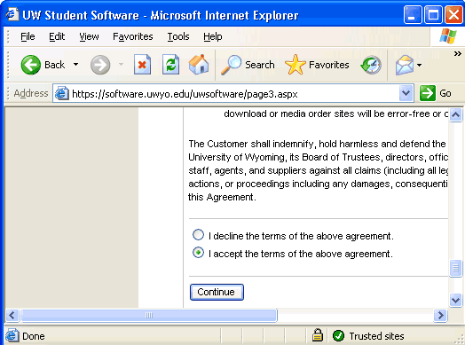 Agreement window