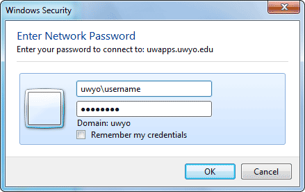 Windows Security Enter Network Password window
