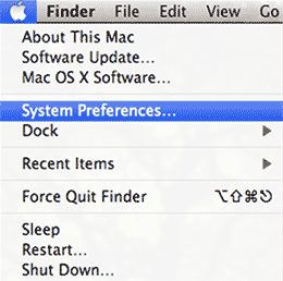 Finder menu