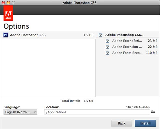Options window