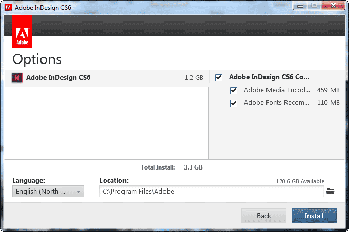 Options window
