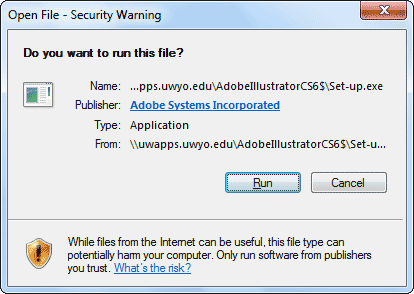 Open File - Security Warning window
