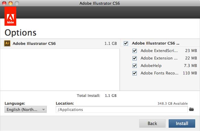 Options window