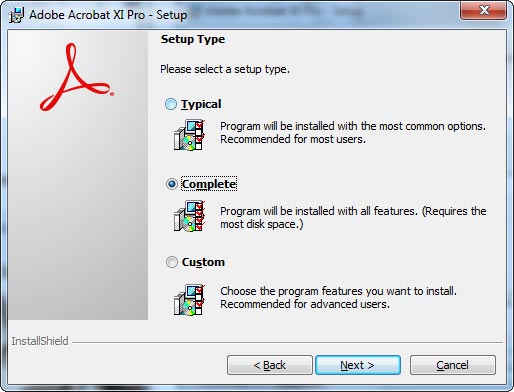 Adobe Acrobat XI Pro - Setup window