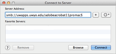 Connect to Server window