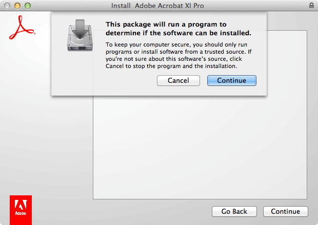 Install Adobe Acrobat XI Pro window