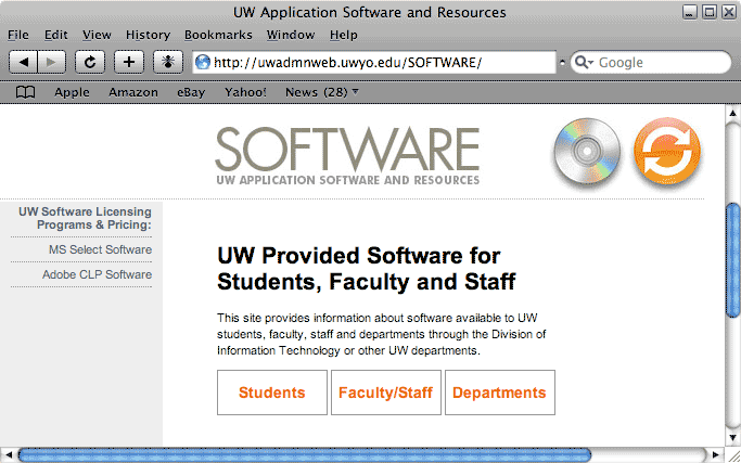 UW Application Software window