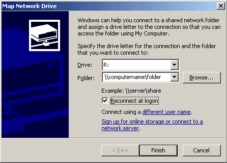 Map Network Drive window