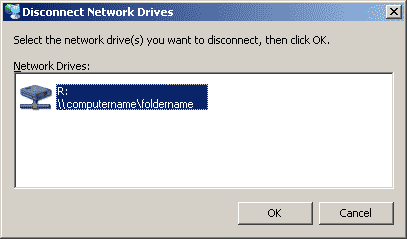 Disconnect Network Drives window