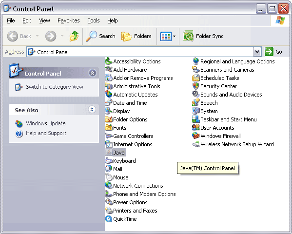 Control Panel window