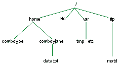 UNIX tree file structure example