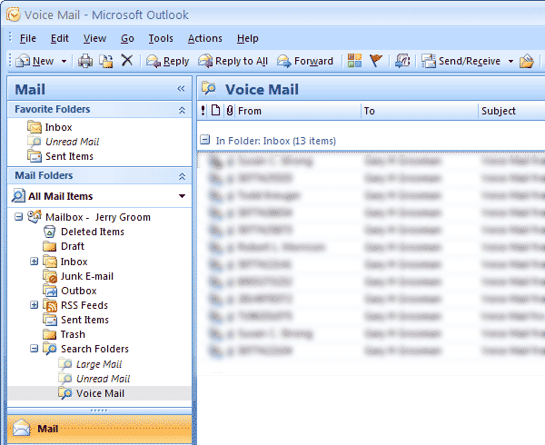 Outlook Folders List window